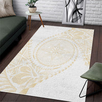 Tonga White Sunday Area Rug Lotu Tamaiti Tongan Kupesi Pattern LT05 Beige - Polynesian Pride