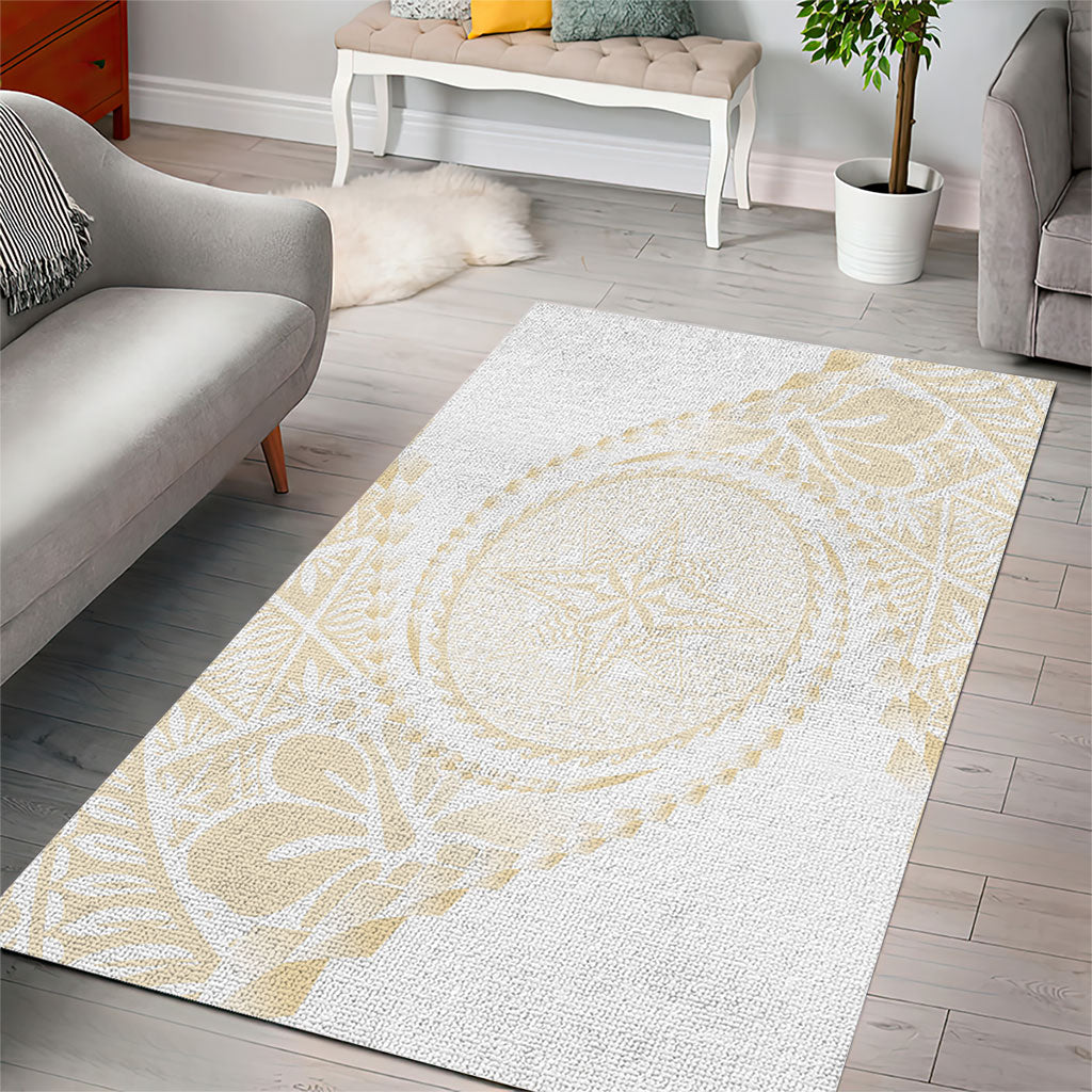 Tonga White Sunday Area Rug Lotu Tamaiti Tongan Kupesi Pattern LT05 - Polynesian Pride