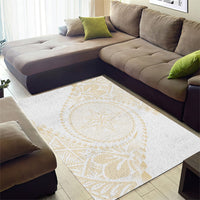 Tonga White Sunday Area Rug Lotu Tamaiti Tongan Kupesi Pattern LT05 - Polynesian Pride