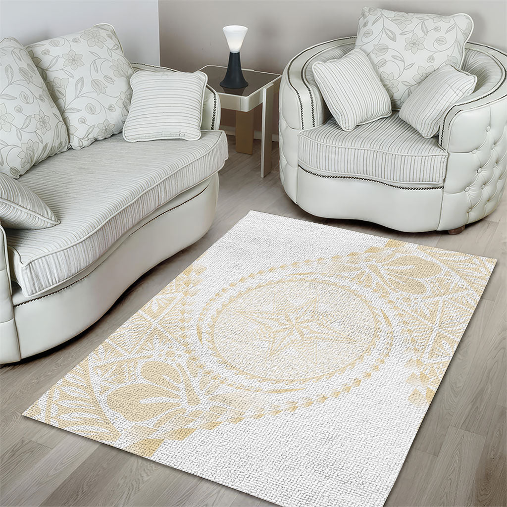 Tonga White Sunday Area Rug Lotu Tamaiti Tongan Kupesi Pattern LT05 - Polynesian Pride