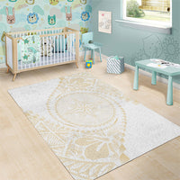 Tonga White Sunday Area Rug Lotu Tamaiti Tongan Kupesi Pattern LT05 - Polynesian Pride