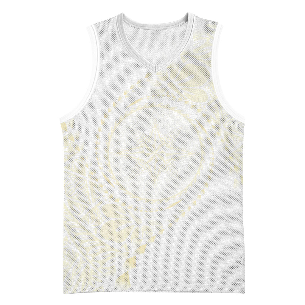 Tonga White Sunday Basketball Jersey Lotu Tamaiti Tongan Kupesi Pattern