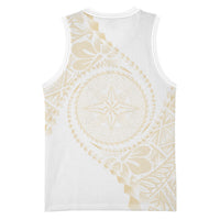 Tonga White Sunday Basketball Jersey Lotu Tamaiti Tongan Kupesi Pattern