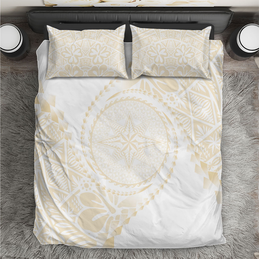 Tonga White Sunday Bedding Set Lotu Tamaiti Tongan Kupesi Pattern LT05 Beige - Polynesian Pride