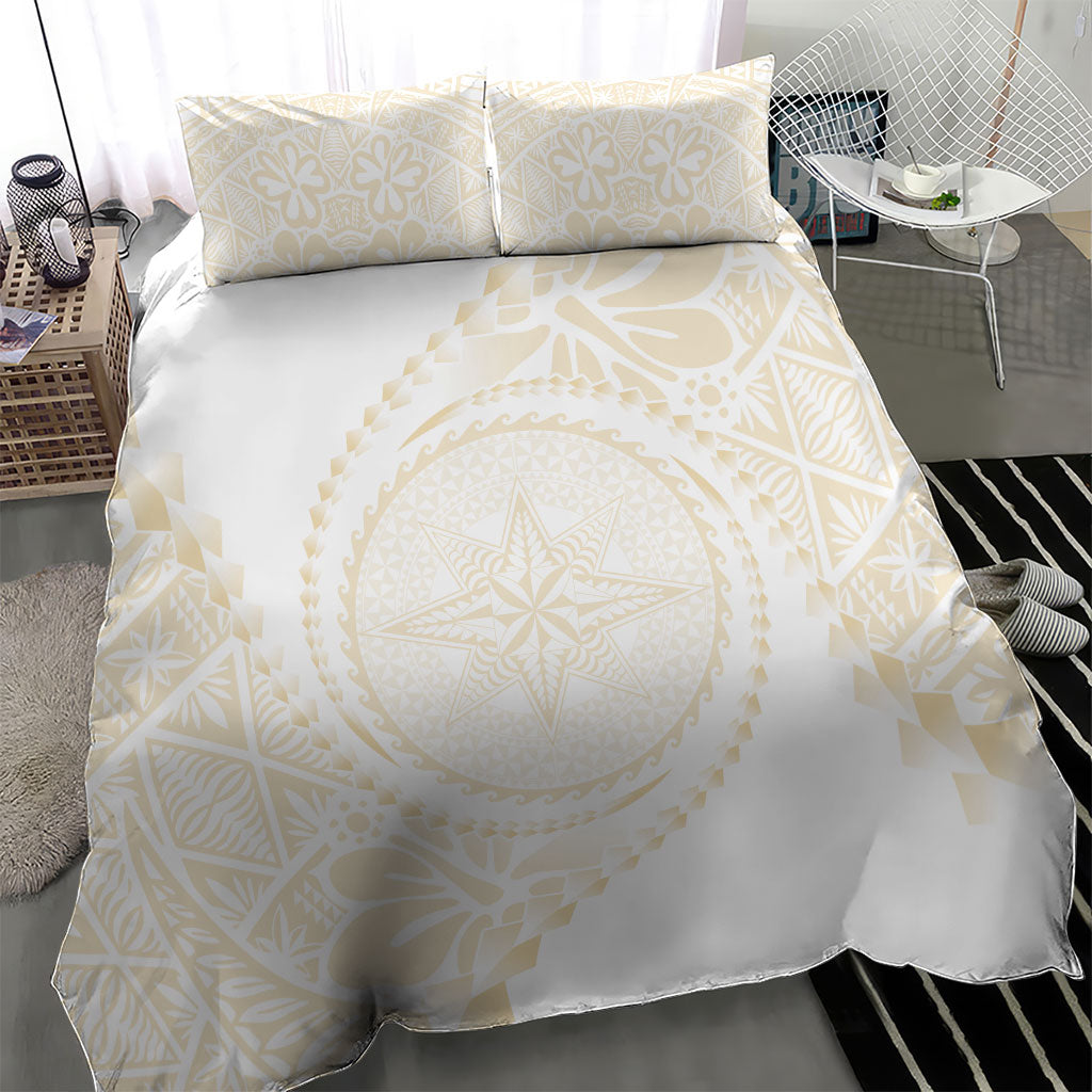 Tonga White Sunday Bedding Set Lotu Tamaiti Tongan Kupesi Pattern LT05 - Polynesian Pride