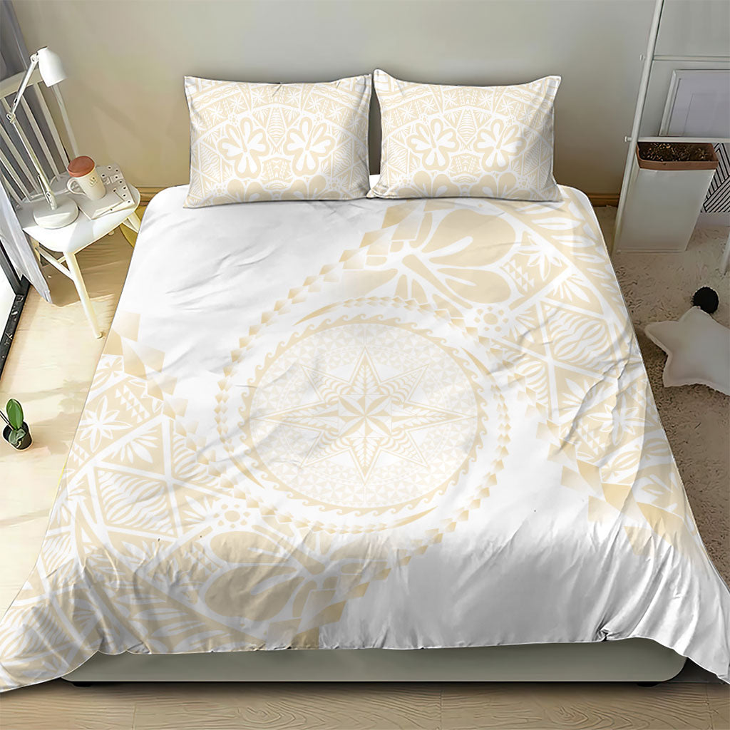 Tonga White Sunday Bedding Set Lotu Tamaiti Tongan Kupesi Pattern LT05 - Polynesian Pride