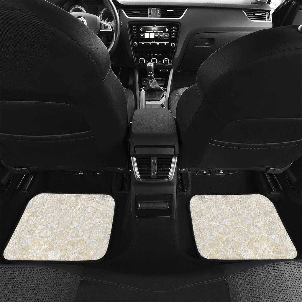Tonga White Sunday Car Mats Lotu Tamaiti Tongan Kupesi Pattern LT05 Set 2pcs - Back Beige - Polynesian Pride