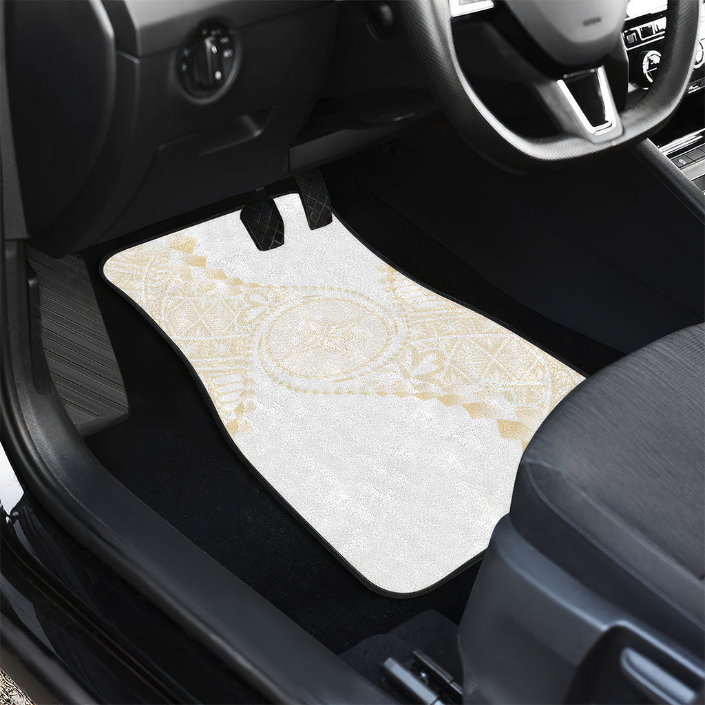 Tonga White Sunday Car Mats Lotu Tamaiti Tongan Kupesi Pattern LT05 - Polynesian Pride