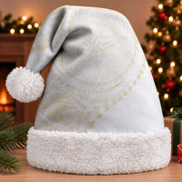 Tonga White Sunday Christmas Santa Hat Lotu Tamaiti Tongan Kupesi Pattern LT05 With Fur Beige - Polynesian Pride