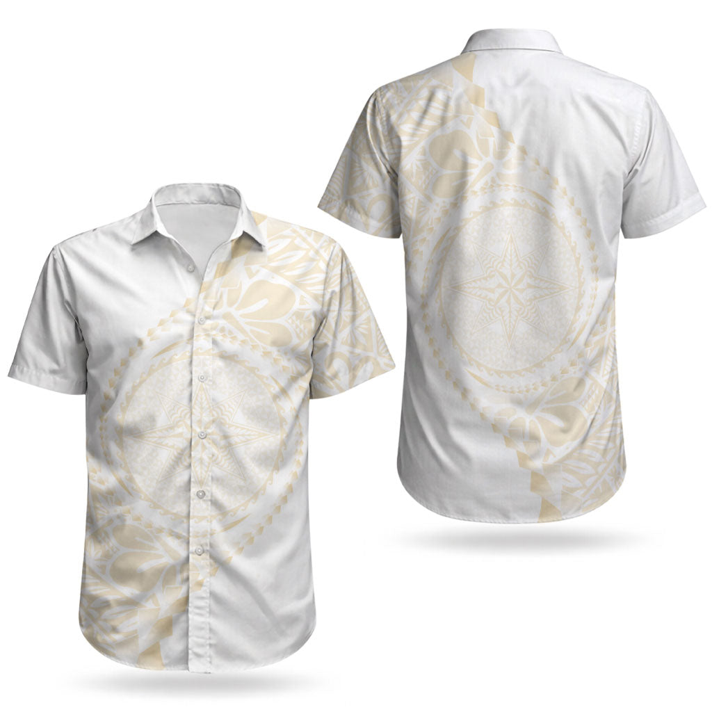 Tonga White Sunday Couples Matching Summer Maxi Dress and Hawaiian Shirt Lotu Tamaiti Tongan Kupesi Pattern LT05 - Polynesian Pride