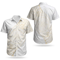 Tonga White Sunday Couples Matching Summer Maxi Dress and Hawaiian Shirt Lotu Tamaiti Tongan Kupesi Pattern LT05 - Polynesian Pride