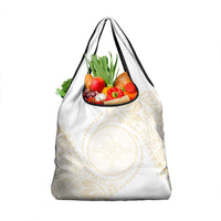 Tonga White Sunday Grocery Bag Lotu Tamaiti Tongan Kupesi Pattern LT05 1-pack One Size Beige - Polynesian Pride