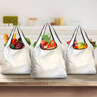 Tonga White Sunday Grocery Bag Lotu Tamaiti Tongan Kupesi Pattern LT05 3-pack One Size Beige - Polynesian Pride