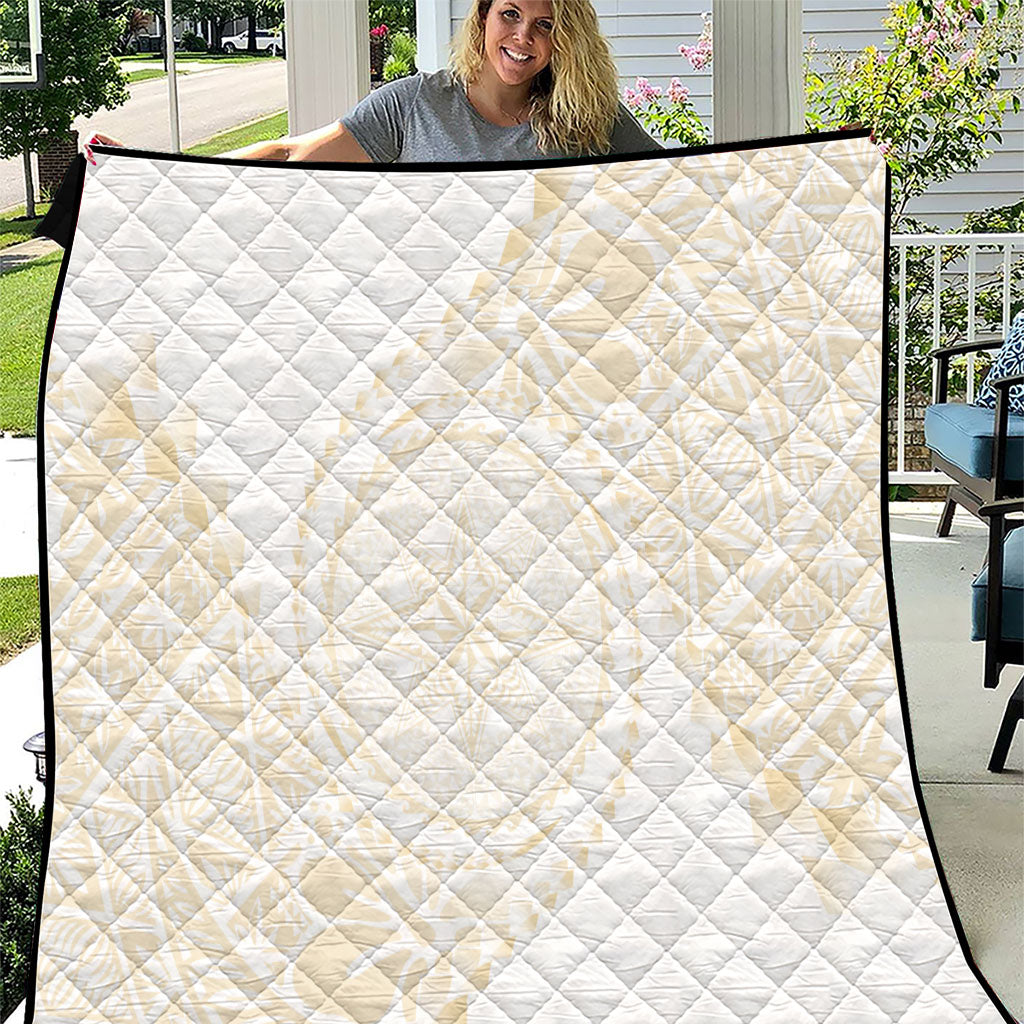 Tonga White Sunday Quilt Lotu Tamaiti Tongan Kupesi Pattern LT05 Beige - Polynesian Pride
