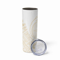 Tonga White Sunday Skinny Tumbler Lotu Tamaiti Tongan Kupesi Pattern LT05 - Polynesian Pride