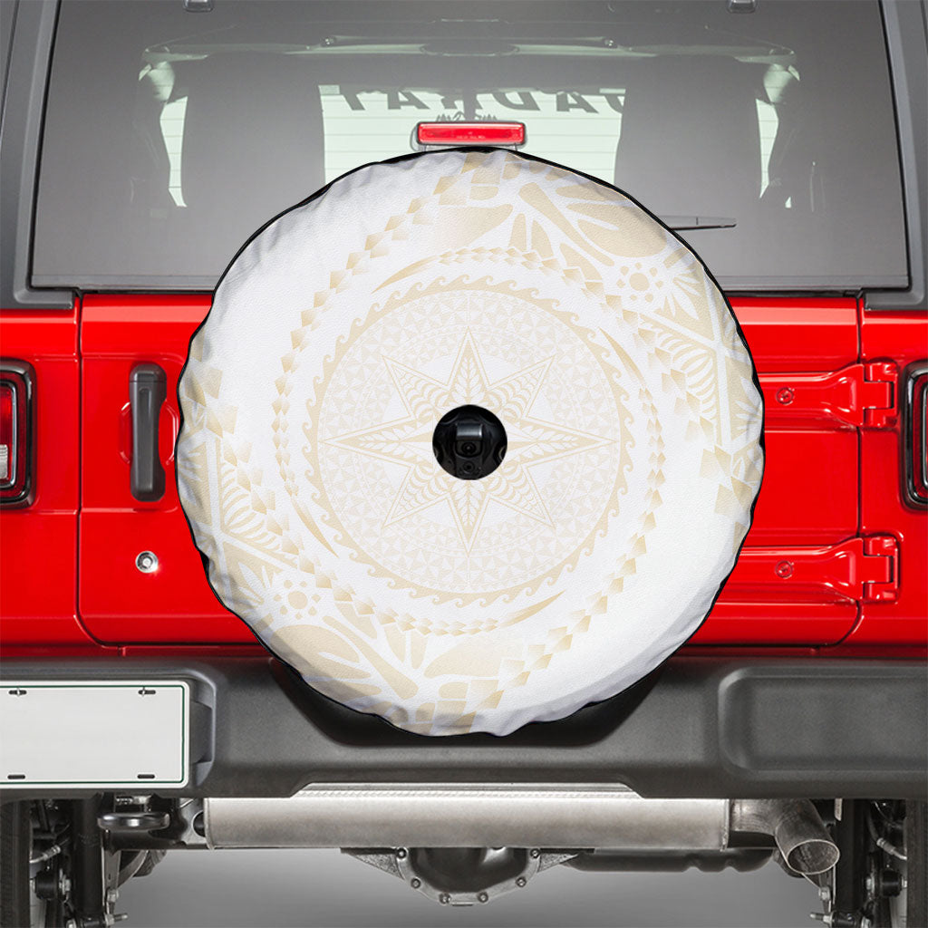 Tonga White Sunday Spare Tire Cover Lotu Tamaiti Tongan Kupesi Pattern