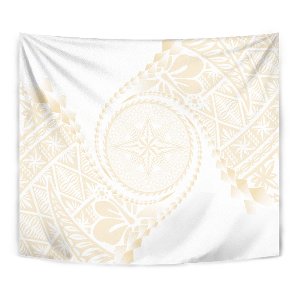 Tonga White Sunday Tapestry Lotu Tamaiti Tongan Kupesi Pattern LT05 - Polynesian Pride