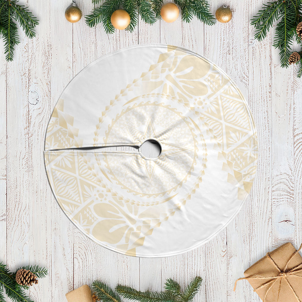 Tonga White Sunday Tree Skirt Lotu Tamaiti Tongan Kupesi Pattern