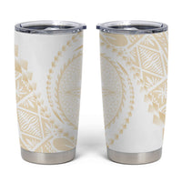 Tonga White Sunday Tumbler Cup Lotu Tamaiti Tongan Kupesi Pattern LT05 Beige - Polynesian Pride