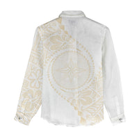 Tonga White Sunday Women Casual Shirt Lotu Tamaiti Tongan Kupesi Pattern LT05 - Polynesian Pride