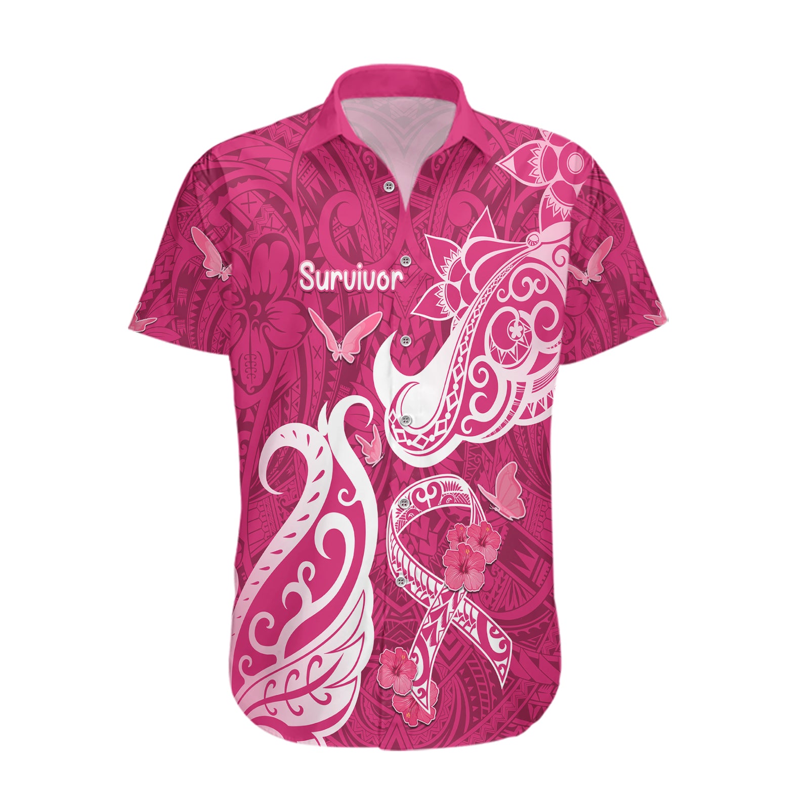 Breast Cancer Awareness Hawaiian Shirt Ribbon Polynesian Pattern Pink Version LT05 Pink - Polynesian Pride