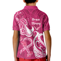 Breast Cancer Awareness Kid Polo Shirt Ribbon Polynesian Pattern Pink Version LT05 - Polynesian Pride
