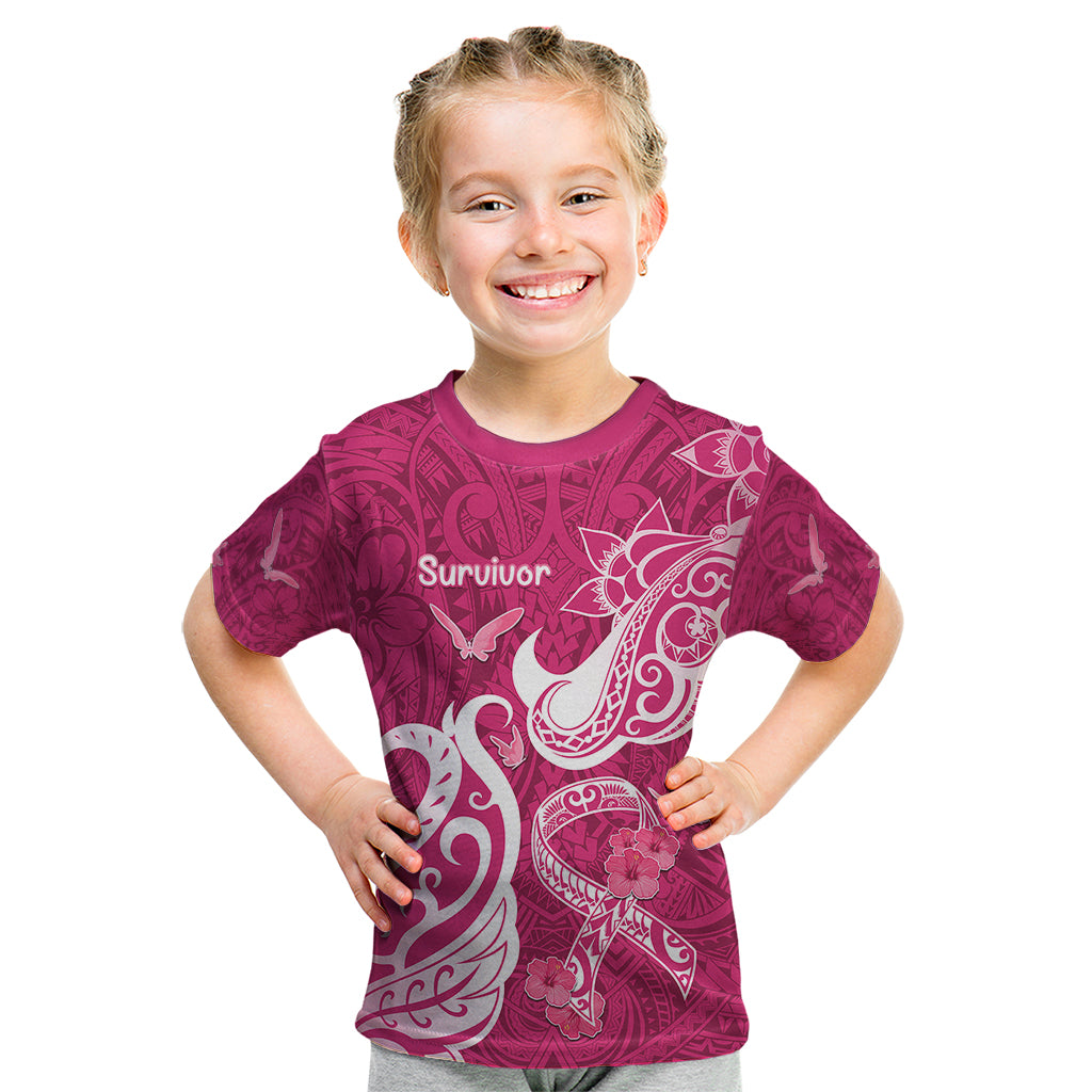 Breast Cancer Awareness Kid T Shirt Ribbon Polynesian Pattern Pink Version LT05 Pink - Polynesian Pride