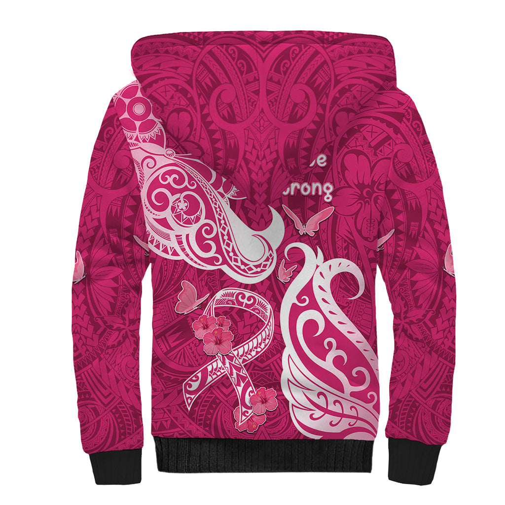 Breast Cancer Awareness Sherpa Hoodie Ribbon Polynesian Pattern Pink Version LT05 - Polynesian Pride
