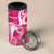 Personalized Breast Cancer Awareness 4 in 1 Can Cooler Tumbler Ribbon Polynesian Pattern Pink Version