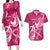 Personalized Breast Cancer Awareness Couples Matching Long Sleeve Bodycon Dress and Hawaiian Shirt Ribbon Polynesian Pattern Pink Version LT05 Pink - Polynesian Pride