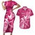 Personalized Breast Cancer Awareness Couples Matching Short Sleeve Bodycon Dress and Hawaiian Shirt Ribbon Polynesian Pattern Pink Version LT05 Pink - Polynesian Pride