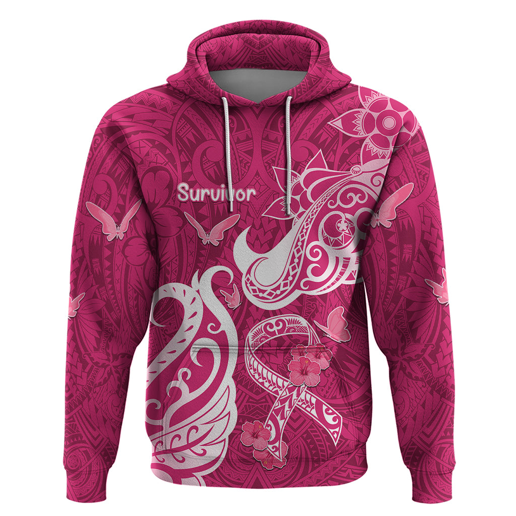 Personalized Breast Cancer Awareness Hoodie Ribbon Polynesian Pattern Pink Version LT05 Pink - Polynesian Pride