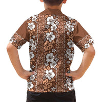 Hawaii Vintage Brown Hibiscus Tapa Pattern Kid Hawaiian Shirt LT05 - Polynesian Pride