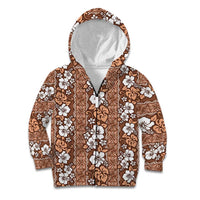 Hawaii Vintage Brown Hibiscus Tapa Pattern Kid Hoodie