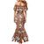 Hawaii Vintage Brown Hibiscus Tapa Pattern Mermaid Dress