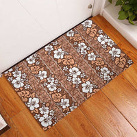 Hawaii Vintage Brown Hibiscus Tapa Pattern Rubber Doormat
