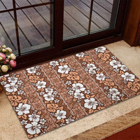 Hawaii Vintage Brown Hibiscus Tapa Pattern Rubber Doormat