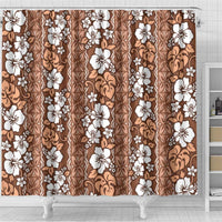 Hawaii Vintage Brown Hibiscus Tapa Pattern Shower Curtain LT05 - Polynesian Pride