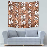 Hawaii Vintage Brown Hibiscus Tapa Pattern Tapestry