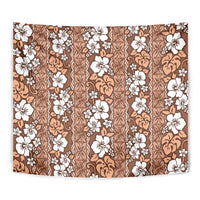 Hawaii Vintage Brown Hibiscus Tapa Pattern Tapestry