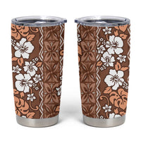 Hawaii Vintage Brown Hibiscus Tapa Pattern Tumbler Cup