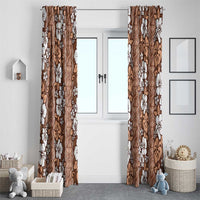 Hawaii Vintage Brown Hibiscus Tapa Pattern Window Curtain
