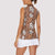 Hawaii Vintage Brown Hibiscus Tapa Pattern Women Sleeveless Polo Shirt