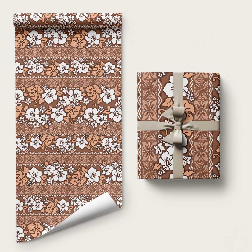 Hawaii Vintage Brown Hibiscus Tapa Pattern Wrapping Paper - Polynesian Pride