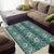 Hawaii Vintage Green Hibiscus Tapa Pattern Area Rug