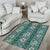 Hawaii Vintage Green Hibiscus Tapa Pattern Area Rug