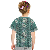 Hawaii Vintage Green Hibiscus Tapa Pattern Kid T Shirt LT05 - Polynesian Pride