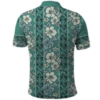 Hawaii Vintage Green Hibiscus Tapa Pattern Polo Shirt