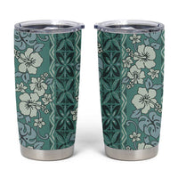 Hawaii Vintage Green Hibiscus Tapa Pattern Tumbler Cup