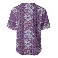 Hawaii Vintage Violet Hibiscus Tapa Pattern Baseball Jersey LT05 - Polynesian Pride